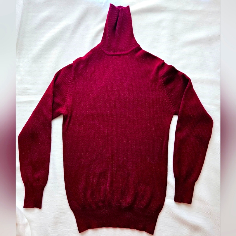 Sweater Turtlenecks Burgundy Wool Vintage Shine Company